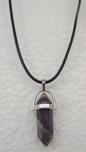 Tootie Ott Designs Purple Crystal Pendant on Black Cord – Handmade Crystal Point Necklace, 18″ Cord