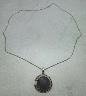 Vintage Sterling Silver 1907 India Quarter Anna Coin Pendant Necklace – 925 Coin Jewelry, 23″ Chain, 18.6 Grams