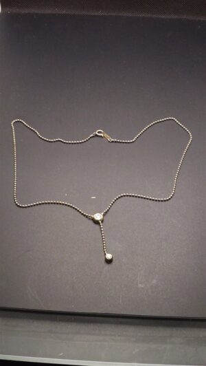Sterling Silver 925 Necklace with Clear Stone Drop Pendant – 17″ Chain, 4.1 Grams, Dainty