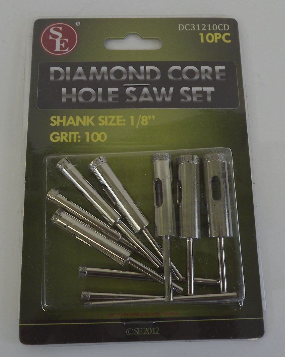 57 1203.jpg Diamond Core Hole Saw Set 10-Piece Grit 100 with 1/8″ Shank – Fine Grit Bits for Glass, Tile and Gemstone
