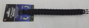 Paracord Survival Bracelet 8″ Black – 7-Strand 430 lb Knotted Cord with Quick-Clip Buckle, Medium Wrist