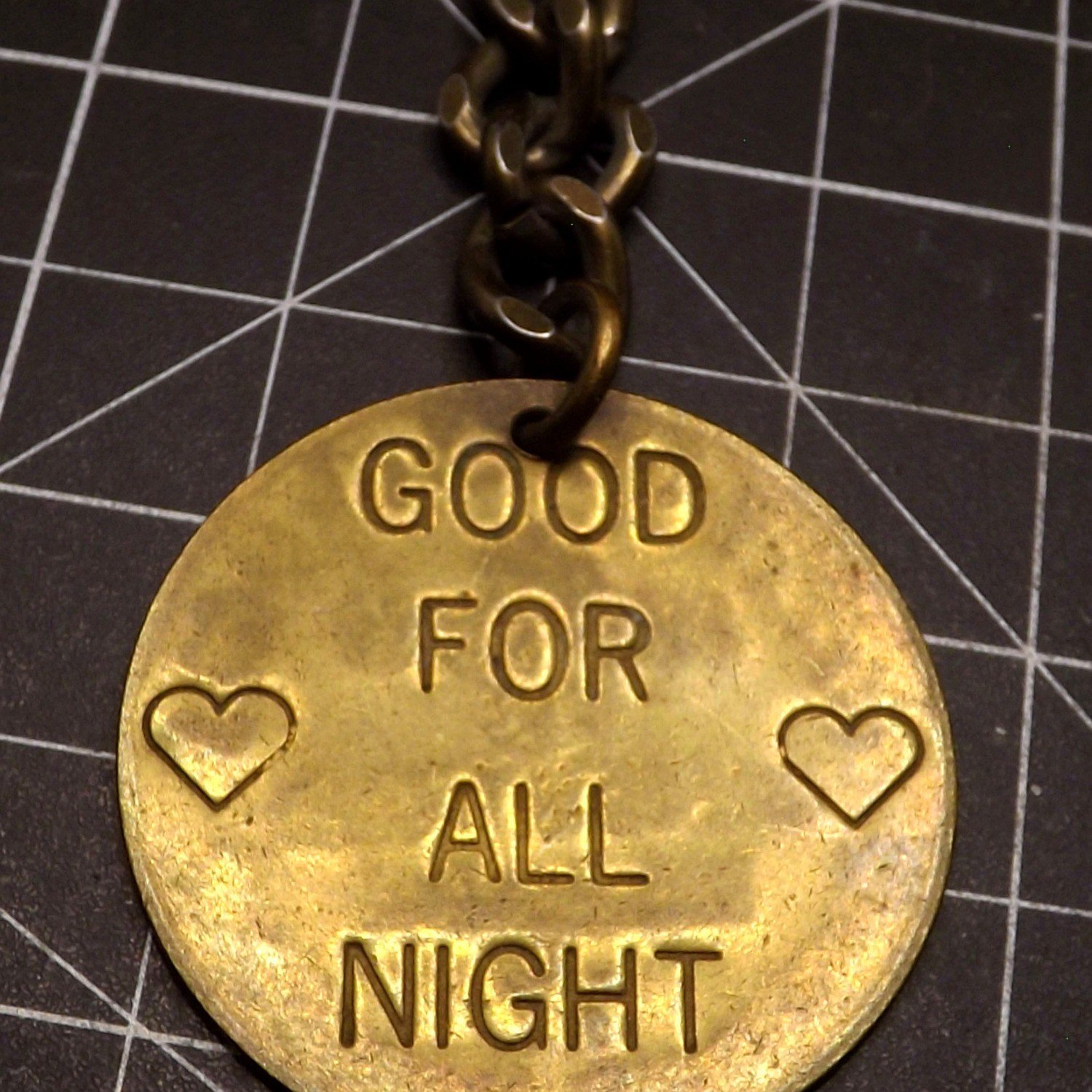 57 1353.jpg Goldfield Nevada Adobe Concert Hall Brass Novelty Token on Chain – Fantasy Brothel Saloon Token, Old West