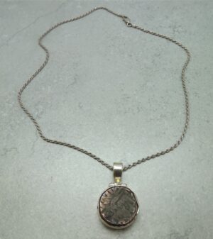 Vintage Sterling Silver Copper Coin Pendant Necklace – Solid .925 Rope Chain 18″ with Coin Pendant, 29.9 Grams