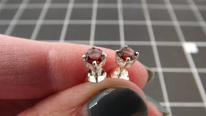 Sterling Silver 925 Garnet Round Stud Earrings – Red Gemstone Post Earrings, January Birthstone, New