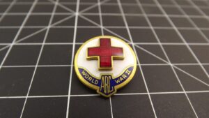 Vintage WWII Medic Enamel Lapel Pin – Gold Tone World War II Army Medical Corps Collectible Pin