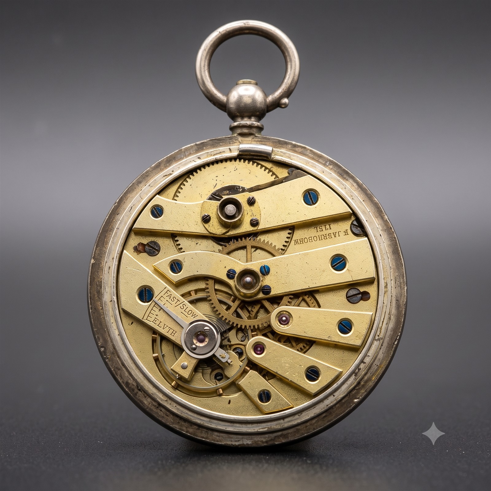 57 1513.jpg Antique The Farringdon Sterling Silver Key Wind Pocket Watch – London Hallmarked, Parts or Repair
