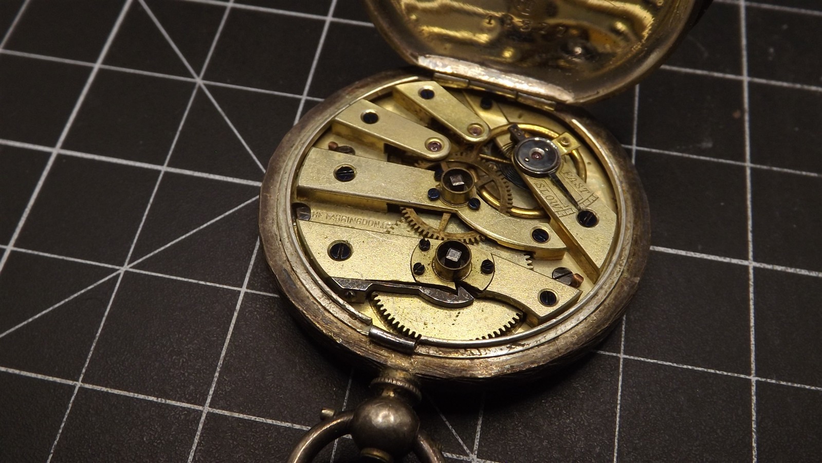 57 1532.jpg Antique The Farringdon Sterling Silver Key Wind Pocket Watch – London Hallmarked, Parts or Repair