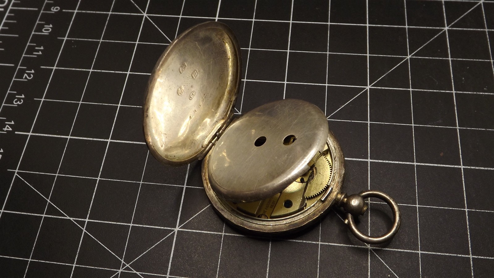57 1537.jpg Antique The Farringdon Sterling Silver Key Wind Pocket Watch – London Hallmarked, Parts or Repair