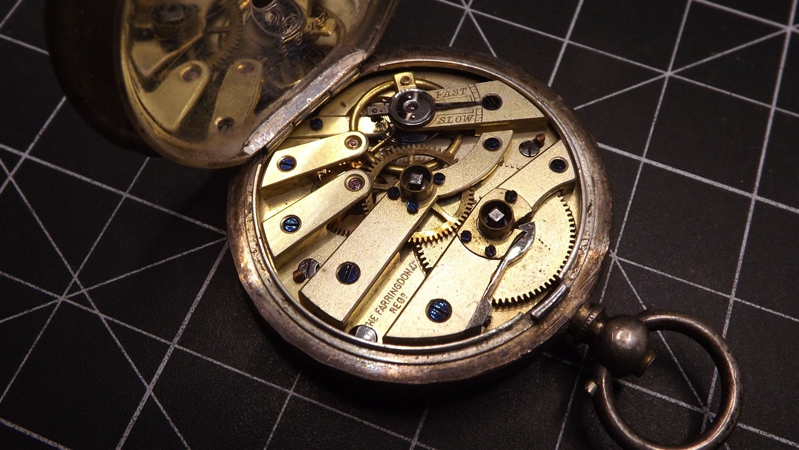57 1545.jpg Antique The Farringdon Sterling Silver Key Wind Pocket Watch – London Hallmarked, Parts or Repair