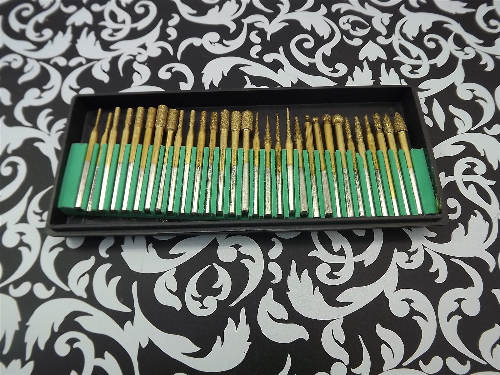 57 1575.jpg Diamond Burr Set 30-Piece 1/8″ Shank Titanium Coated – Medium Grit Rotary Tool Bits for Glass, Stone and Tile