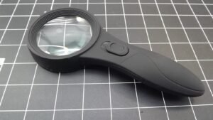 4x Illuminated Handheld Magnifier with UV and LED – 2.5″ Glass Lens Lighted Magnifying Glass, 395–400nm UV