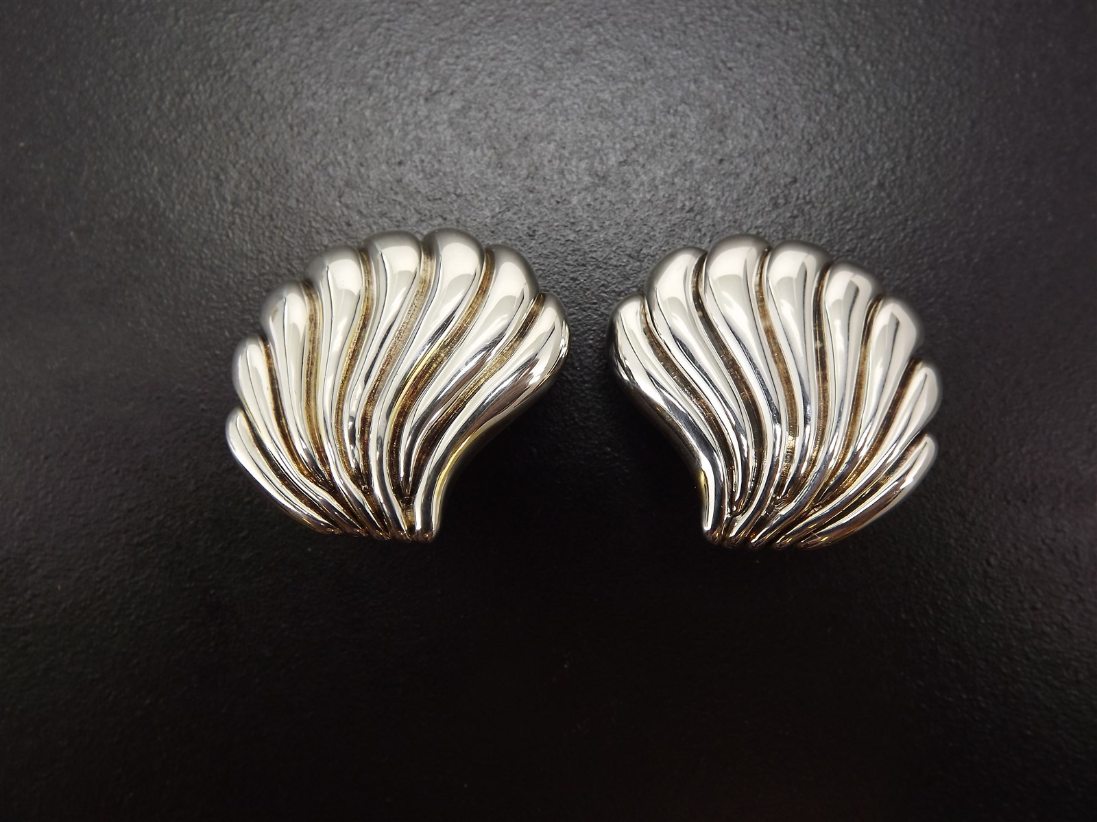 57 1607.jpg Vintage Sterling Silver Large Seashell Clip On Earrings – Solid 925 Shell Design Statement Clip Earrings, 23.6g