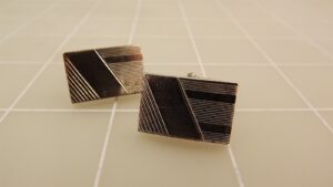 Vintage Anson Sterling Silver Textured Rectangle Cufflinks – Engravable Men’s Cuff Links, 17.5 Grams