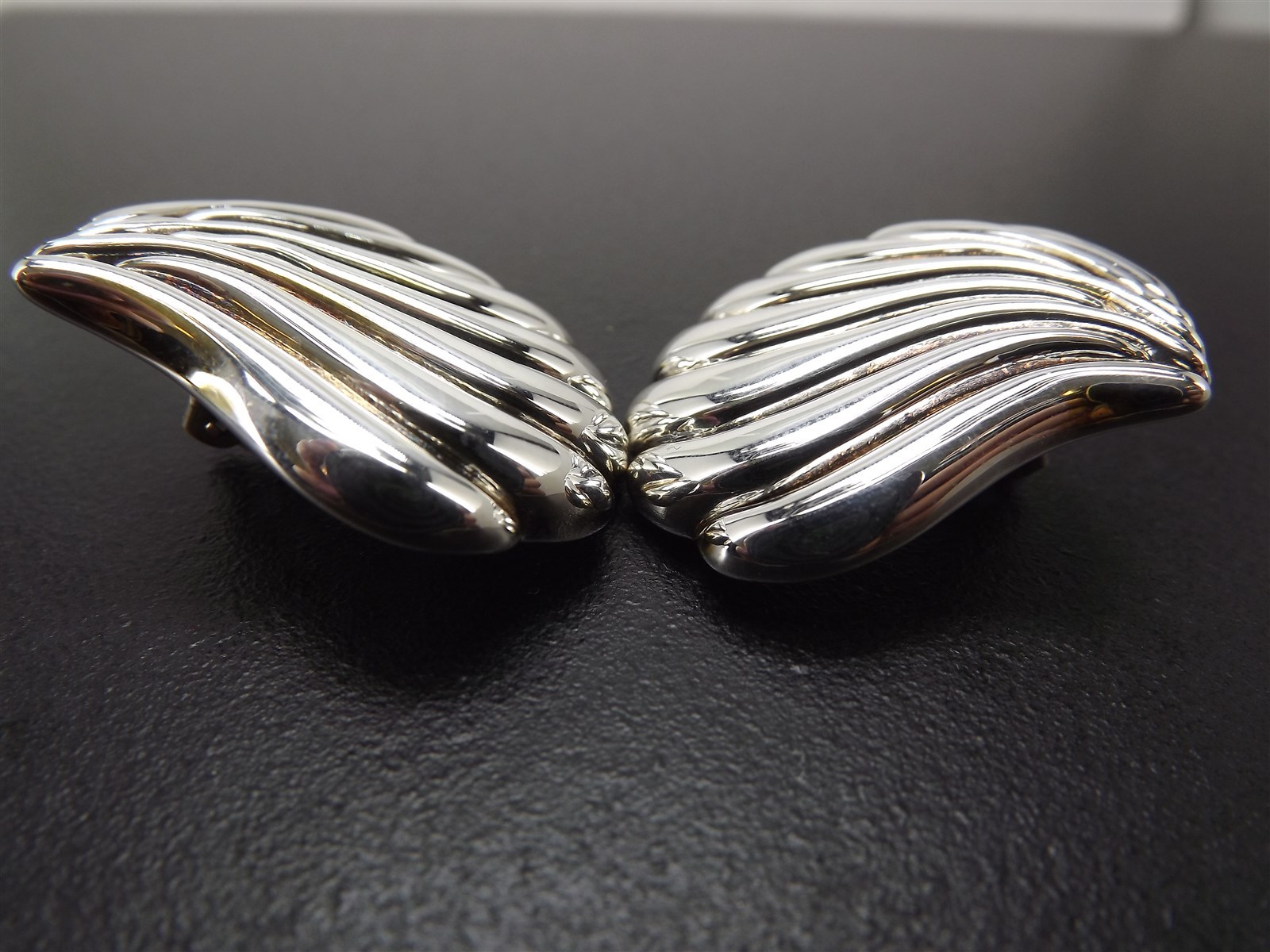 57 1611.jpg Vintage Sterling Silver Large Seashell Clip On Earrings – Solid 925 Shell Design Statement Clip Earrings, 23.6g
