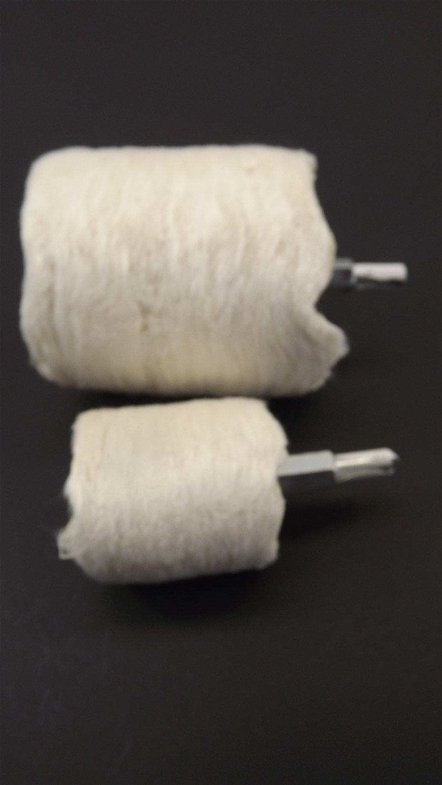 57 1631.jpg Cylinder Polishing Buff Set 2-Piece 2.5″ and 1.5″ – White Drill Polisher Buffs with 1/4″ Shank