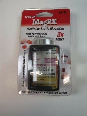 Carson RX-55 Clip-On Medicine Bottle Label Magnifier 3X – Prescription Label Reading Aid