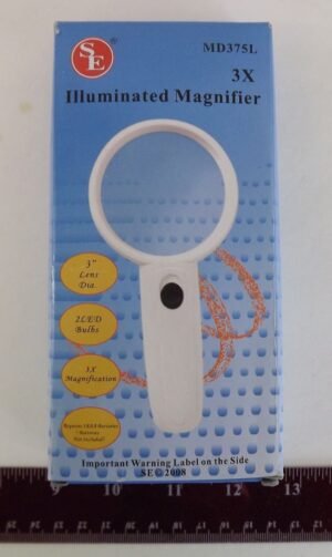 3x Illuminated Lighted Magnifier with 3″ Glass Lens – Hand Held Reading and Inspection Magnifier MD375L