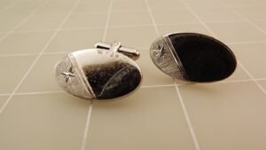 Vintage Sterling Silver Smooth Oval Oblong Cufflinks – Engravable Men’s Cuff Links, JML Mark, 20.1 Grams
