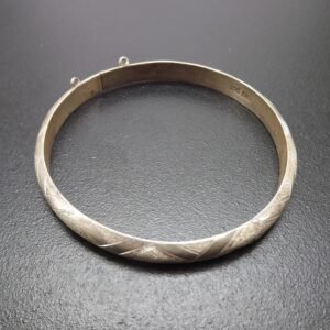 Vintage Sterling Silver Patterned Bangle Bracelet – Solid .925 Engraved Design Silver Bangle, 12.3 Grams