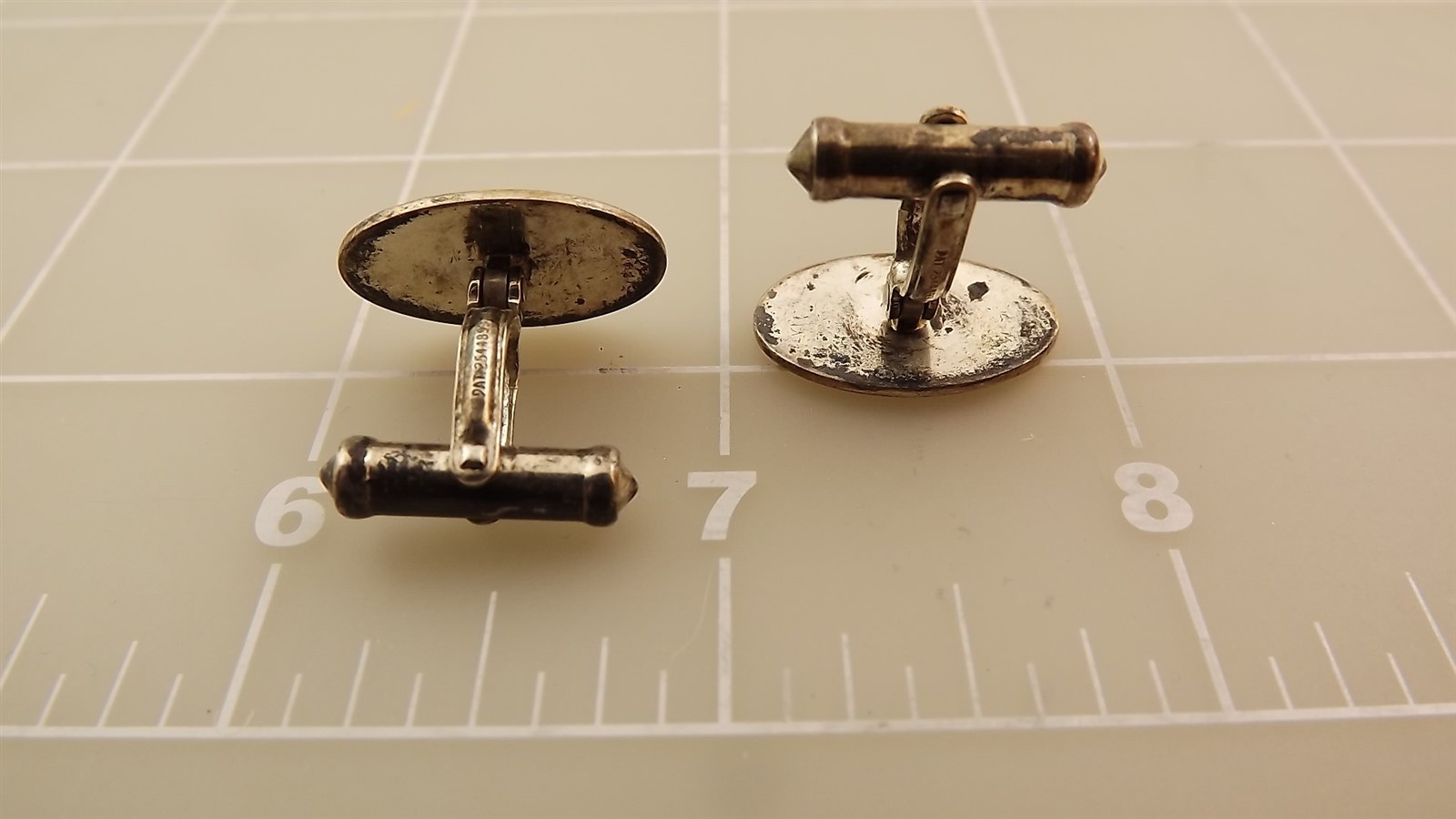 57 1755.jpg Vintage Sterling Silver & 14K Gold Textured Cufflinks – Engravable Two-Tone Men’s Cuff Links, 8.2 Grams