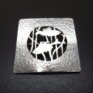 Vintage Sterling Silver Fish Bowl Aquarium Brooch Pin – Solid .925 Novelty Fish Pin, 11.8 Grams