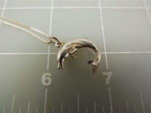 Sterling Silver 925 Dolphin Pendant on Box Link Chain Necklace – 20″ Italy Chain, 4.6 Grams