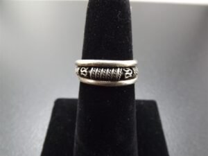 Vintage Sterling Silver Patterned Ring Band – Solid .925 Silver Band Size 5.25, 3.7 Grams
