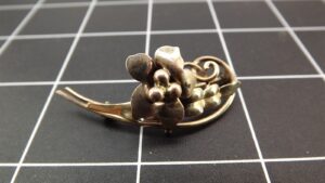 Vintage 12K Gold Filled on Silver Flower Vine Brooch – Floral Pin Stamped 1/20 12K GF, 1.75″, 4.4 Grams