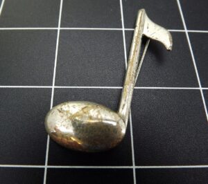 Vintage 925 Sterling Silver Musical Note Brooch – 4.2 Grams, 2 1/2″ Music Lover Pin Estate Jewelry