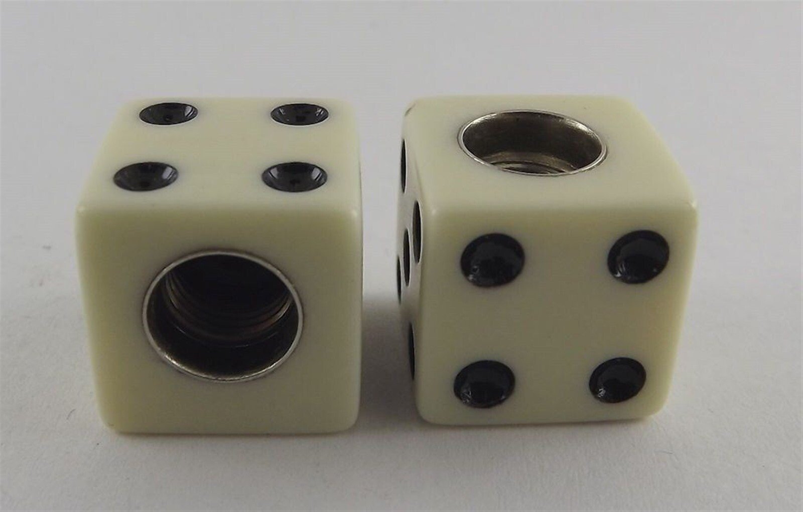 57 2081.jpg Ivory Dice Valve Caps 2-Piece Set – Old School BMX Schrader Caps Fit SE, GT, Hutch and Redline Bikes
