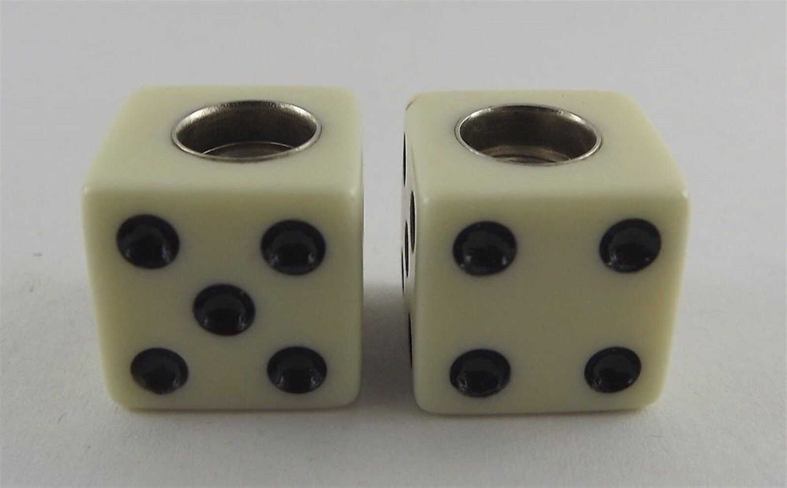 57 2085.jpg Ivory Dice Valve Caps 2-Piece Set – Old School BMX Schrader Caps Fit SE, GT, Hutch and Redline Bikes
