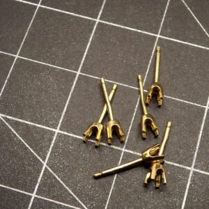 14K Yellow Gold 4-Prong Earring Settings Lot of 6 – 3 mm Round, NOS Stud Findings, 1 Gram