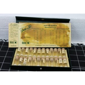 Vintage Quick Fit No. 373S Waterproof Watch Crown Assortment – 24 Vials, C.R. Leeds Watchmaker Case
