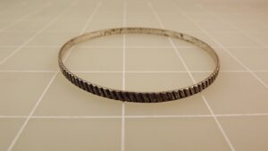 Sterling Silver Textured Bangle Bracelet – Slim Stacking Bangle, 2-5/8″ Diameter, 7.5 Grams
