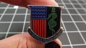 Vintage To Conserve Fighting Strength Military Lapel Pin 1″ – Silver Tone Enamel Unit Motto Hat Pin