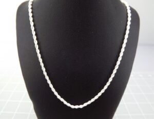 Sterling Silver 925 Rope Chain Necklace with Lobster Claw Clasp – 20″ x 2.4mm Twisted Neck Chain, 8.9 Grams