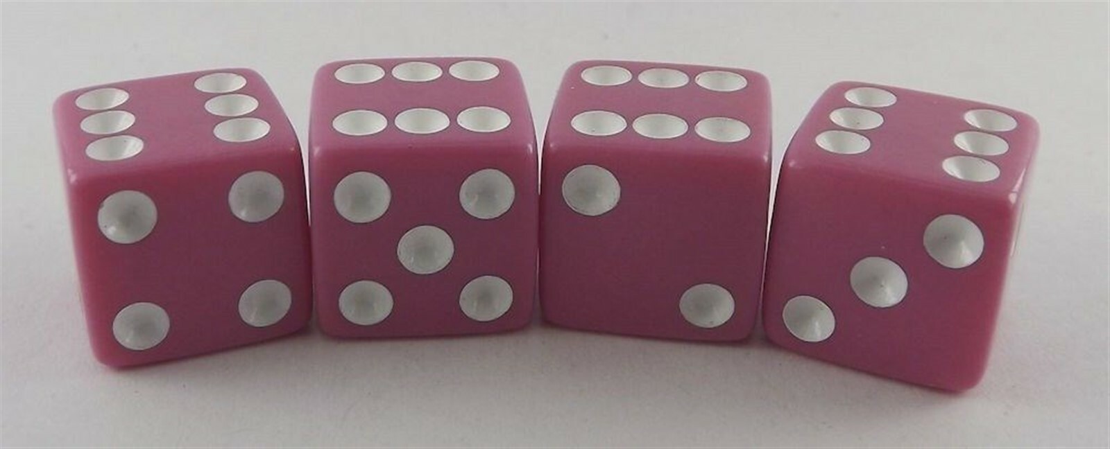 57 2377.jpg Pink and White Dice Valve Stem Caps 4-Piece Set – VW, Rat Rod, Car, Truck and SUV Tire Caps