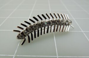 Vintage 925 Sterling Silver Feather Brooch with 12 Clear Stones – 7.5 Grams, Feather Pin Estate Jewelry