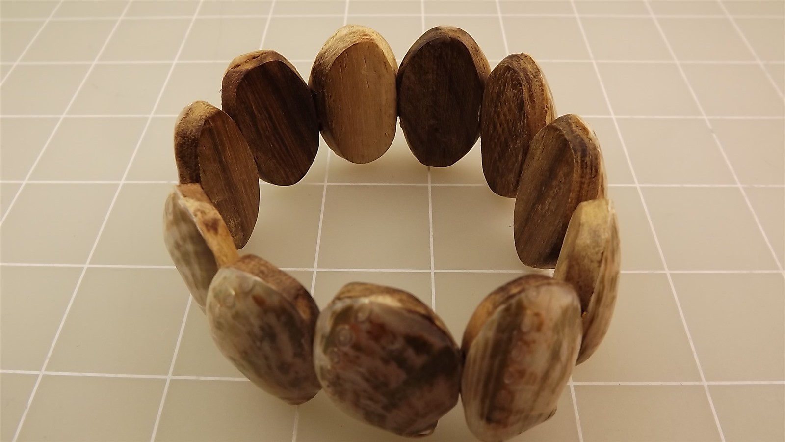 57 2435.jpg Handmade Wooden Bead and Abalone Shell Stretch Bracelet – Natural Boho Bracelet, 3.5″ Inside Diameter