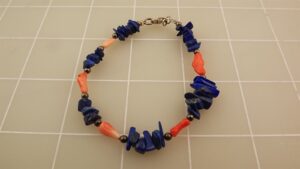 Sterling Silver 925 Natural Stone Beaded Bracelet – Gemstone Bead Bracelet with Silver Accents 7.5″