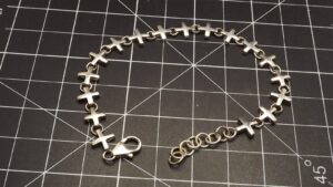 Sterling Silver 925 Hugs and Kisses X & O Pattern Link Bracelet – Estate, 7 1/2″–8 1/2″, 12.8 g