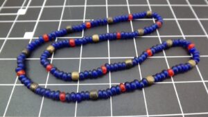 Vintage Handmade Blue Beaded Strand Necklace 12″ – Single Strand Blue Bead Necklace, Fun Boho Jewelry