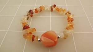 Handmade Quartz Beaded Stretch Bracelet – Clear Crystal Quartz Bead Stretchy Bracelet, 2.875″ Inside