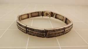 Vintage Sterling Silver 925 Marcasite Flat Link Bracelet – 7.5″ Art Deco Style Bracelet, 22.4 Grams