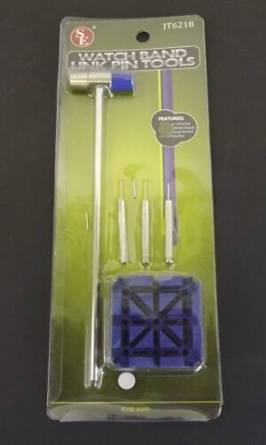 Watch Band Link Pin Tool Set 5-Piece – Hammer, Band Holder and 3 Pin Punches to Size Your Own Watch