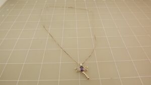 Sterling Silver 925 Amethyst Movable Dragonfly Pendant on Box Chain – 18″ Necklace, 3.0 Grams