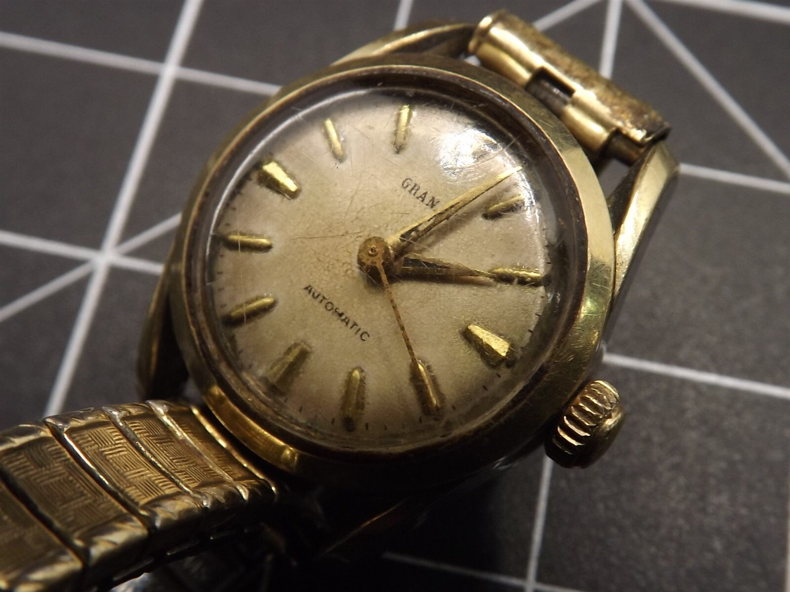 57 2854.jpg Granat Automatic Ladies Wristwatch with Speidel Band – Small Women’s Automatic Watch, Stainless Back, Runs