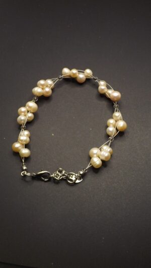 Freshwater Pearl Bracelet or Anklet with Sterling Silver Clasp – Adjustable 8.5″ to 10″, 13.1 Grams