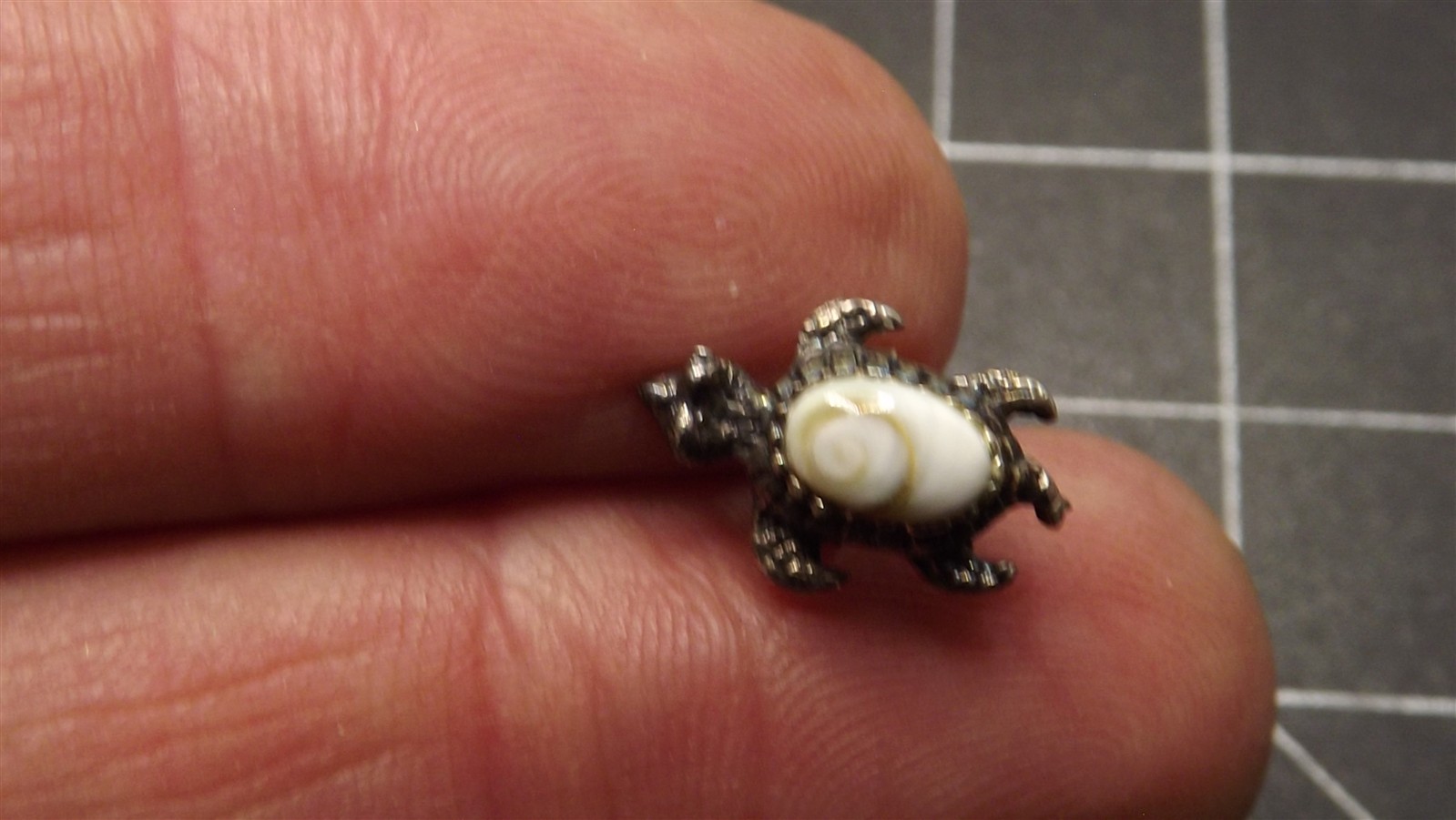 57 2889.jpg Sterling Silver Turtle Earrings with White Quartz Stone – Pierced Post Stud Earrings, Solid Silver, 1.7 Grams