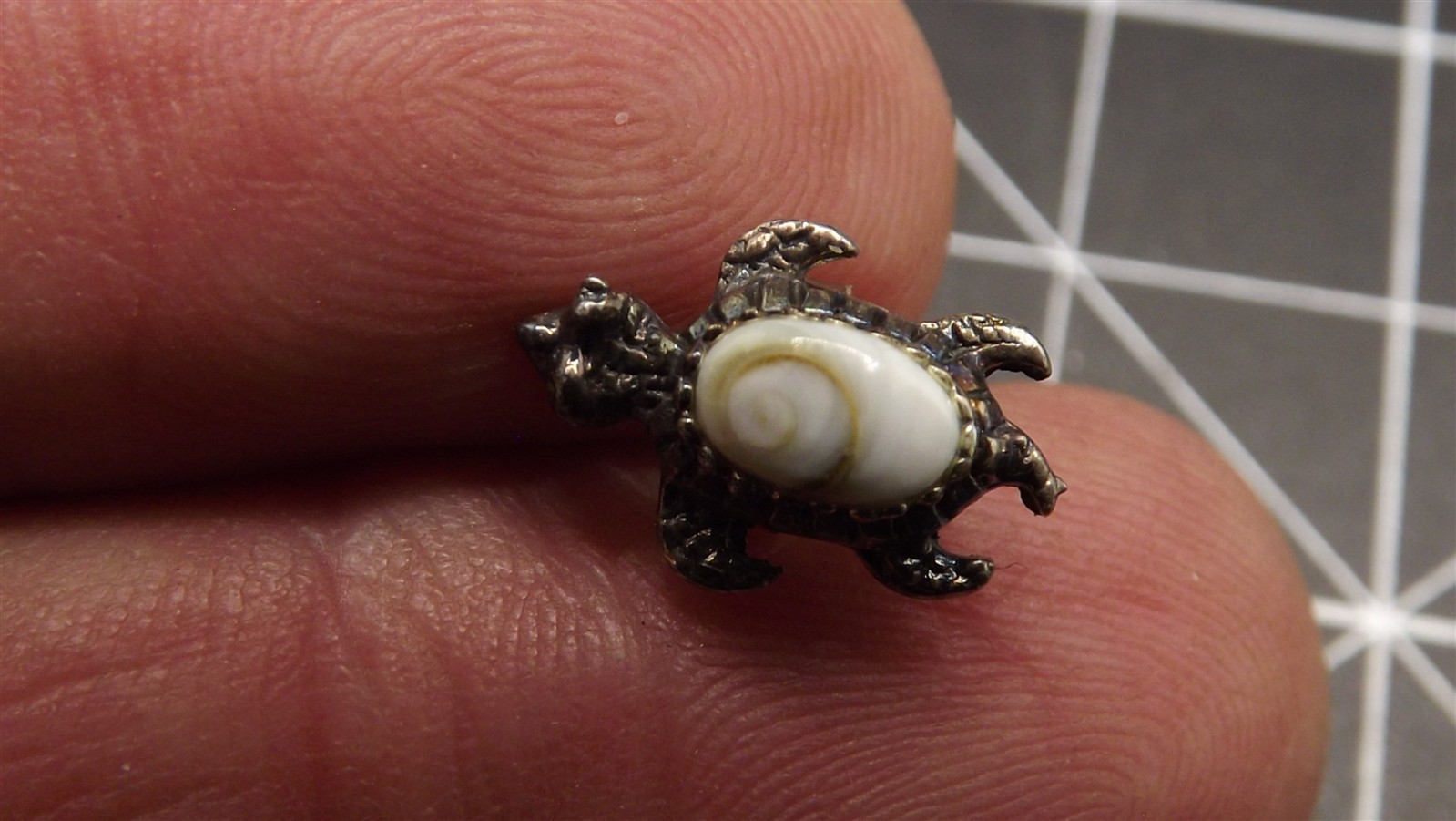 57 2890.jpg Sterling Silver Turtle Earrings with White Quartz Stone – Pierced Post Stud Earrings, Solid Silver, 1.7 Grams